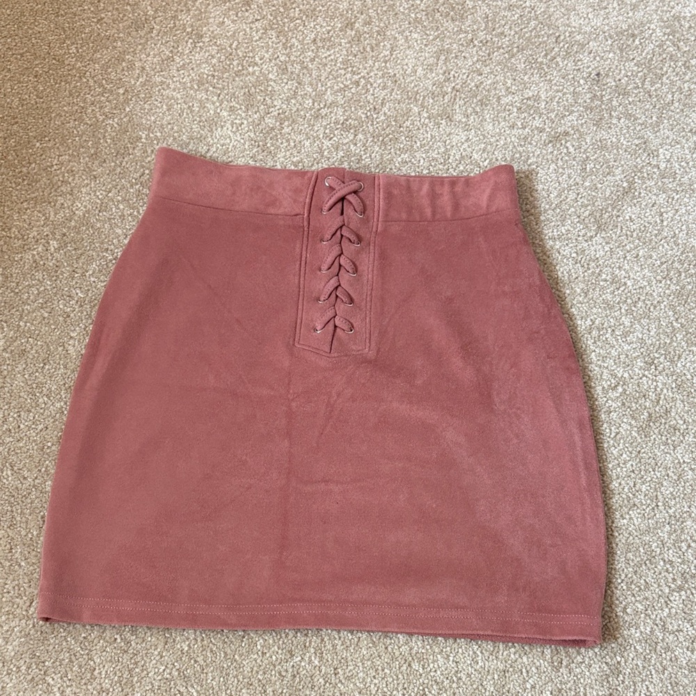 Forever 21 Lace-Up Mauve Mini Skirt